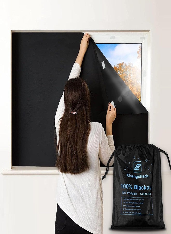Changshade Portable Shades for Windows, Travel Stick On Blackout Curtains No Drill 100% Black Out, Blackout Window Cover Temporary Blinds for Baby, Nursery, Bedroom, 57" Width X 118" Heiht - Image 1